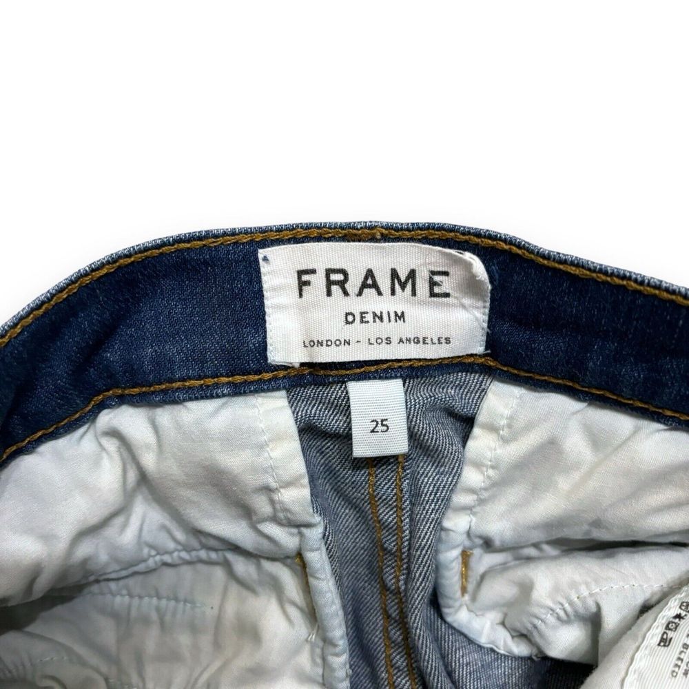 Frame Denim High-Rise Indigo Frayed Hem Shorts - Picture 4 of 5